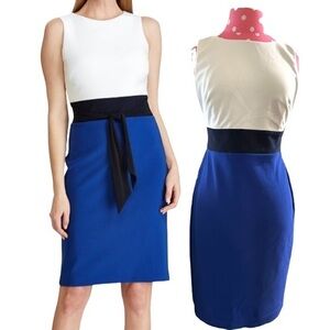 Lauren Ralph Lauren Women Color Block Belted Sheath Dress